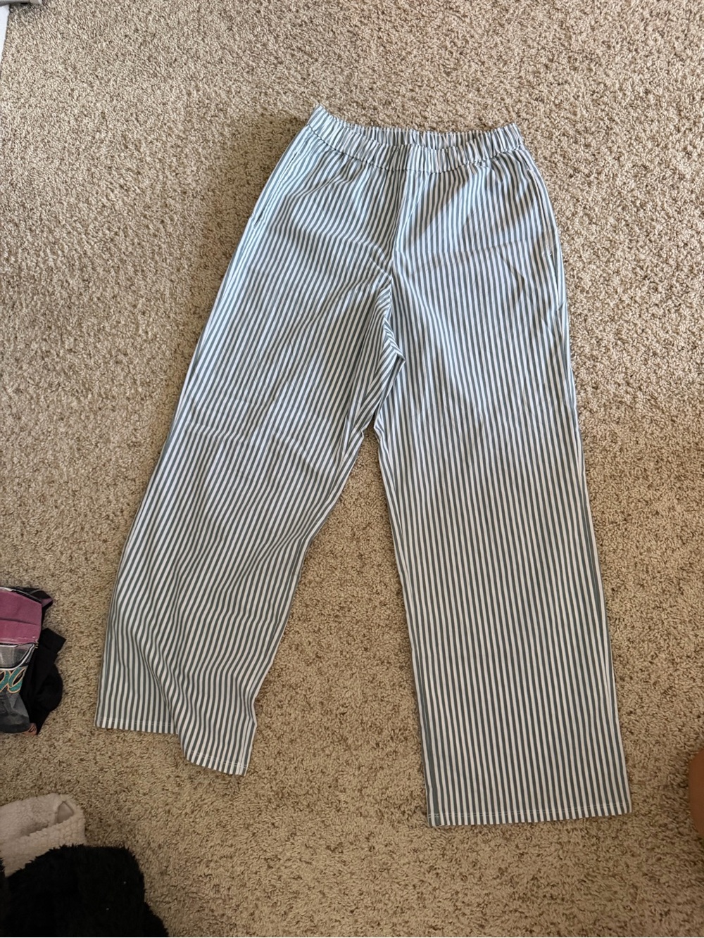 Hollister Women's Straight-Leg Pinstripe Pants - Blue & White
